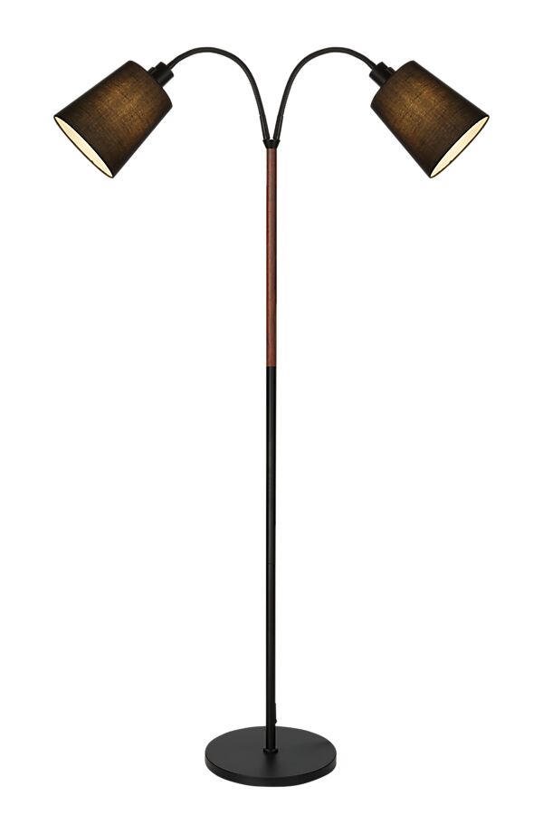 Ljusdal 2 Zwart vloerlamp Van Aneta Lighting - Ljusdal is een stijlvolle en functionele vloerlamp van zwart metaal met textielen kappen die een zacht en aangenaam licht geven.