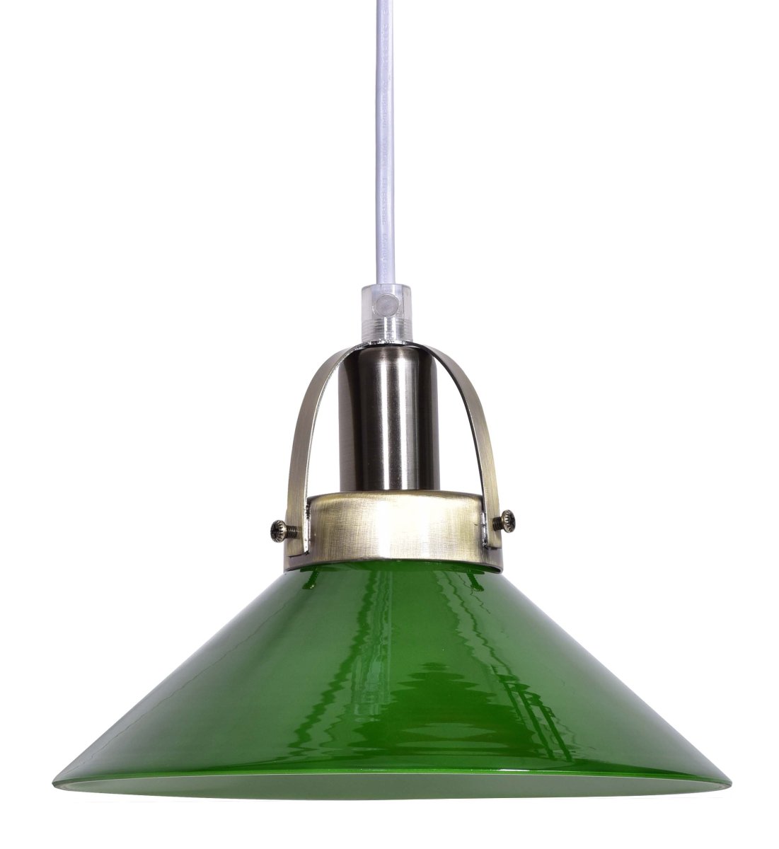 Mäster Ø20 Antiek messing/groen raamlamp Van Lampan - De groene glazen kap zorgt voor een gelijkmatig en aangenaam licht, waardoor een uitnodigende sfeer in de kamer ontstaat.