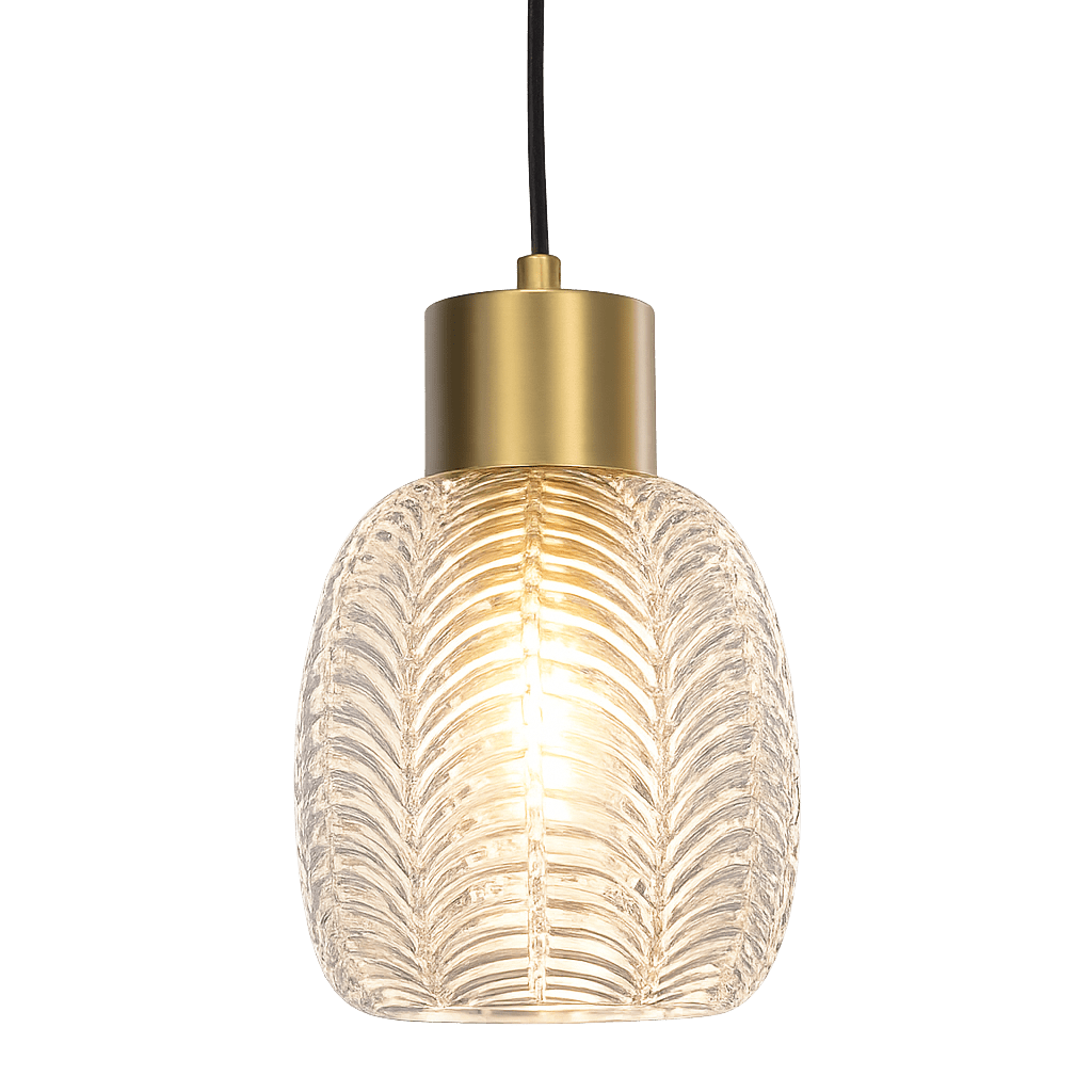 Tabaco Ø14 Transparant/goud raamlamp Van Lampan - Wordt geleverd met een 3,5 meter lange zwarte textielkabel en een stekker.