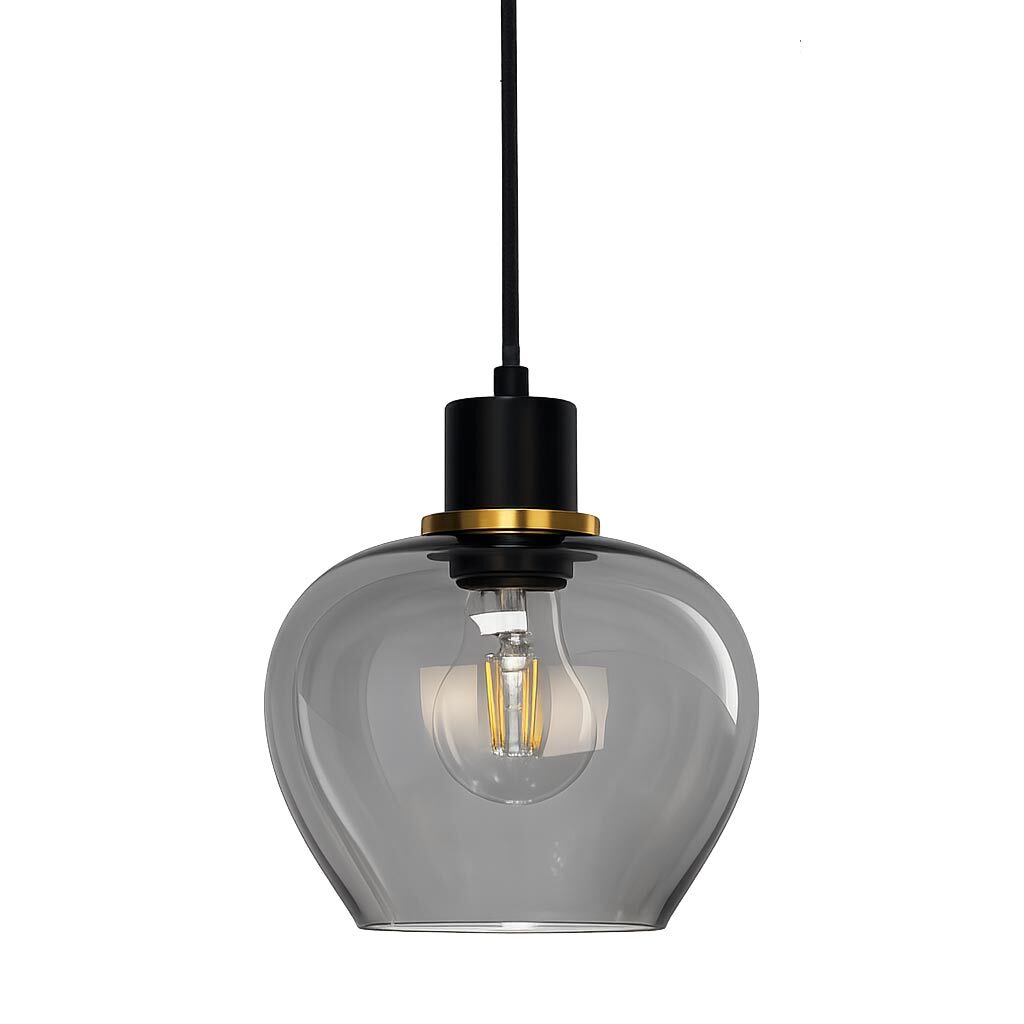 Ariston Ø20 Rookkleurig raamlamp Van Lampan - De kap van rookglas zorgt voor een aangenaam licht, terwijl de details van geborsteld messing een moderne en exclusieve uitstraling geven.