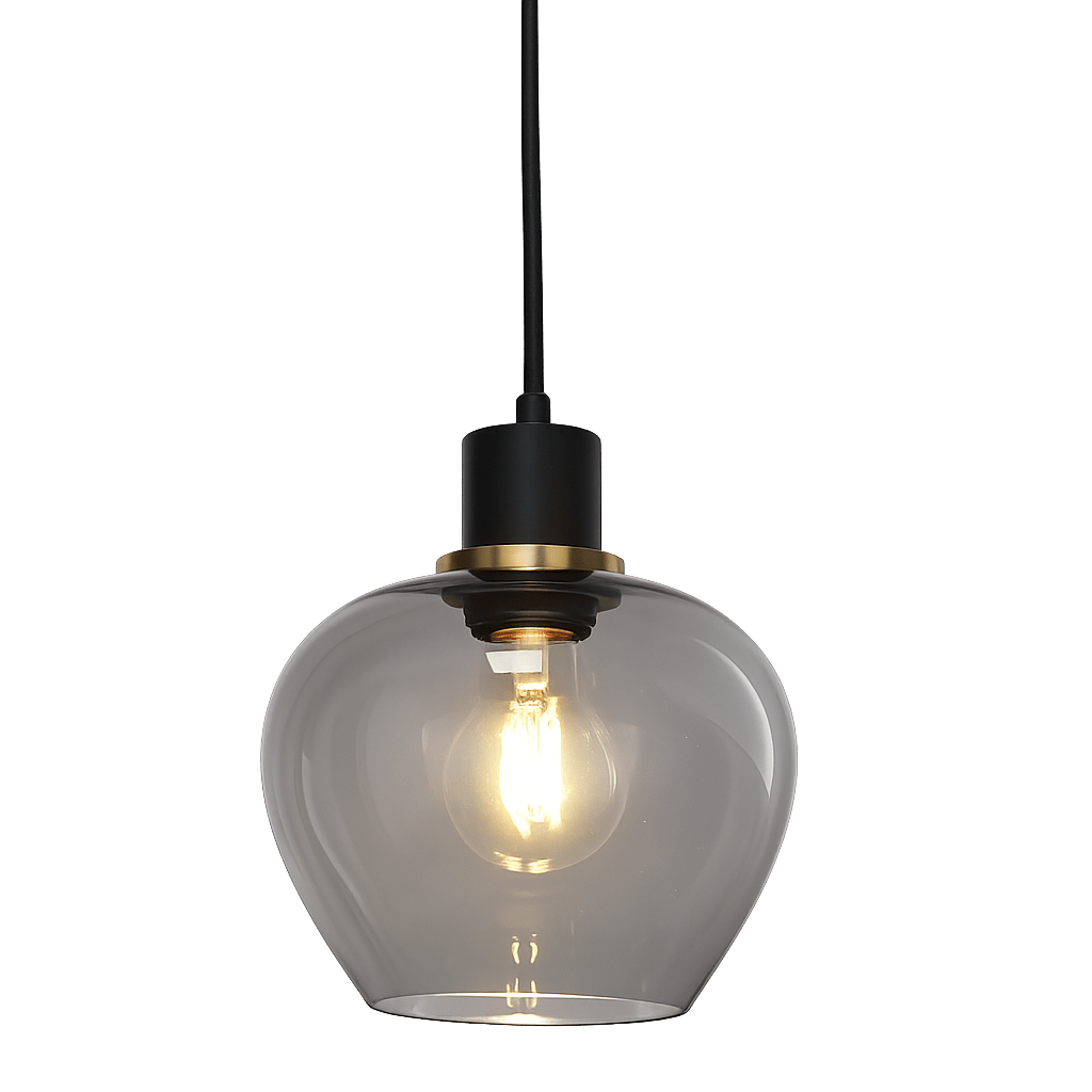 Ariston Ø20 Rookkleurig raamlamp Van Lampan - De kap van rookglas zorgt voor een aangenaam licht, terwijl de details van geborsteld messing een moderne en exclusieve uitstraling geven.