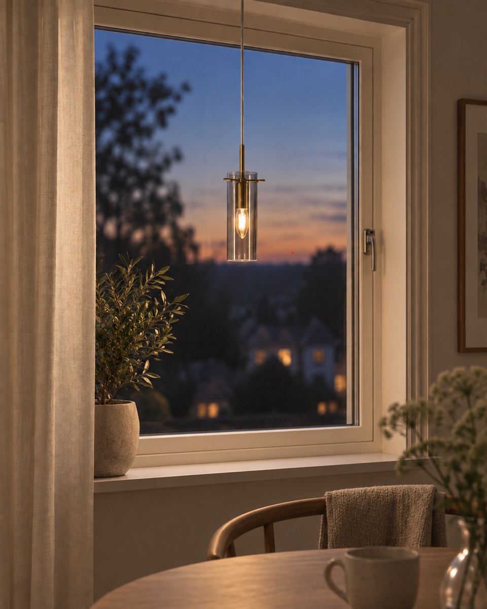 Cilinda Ø7 Messing/gerookt raamlamp Van Nordic Lighting - Cilinda is een tijdloze raamlamp met een elegant design.