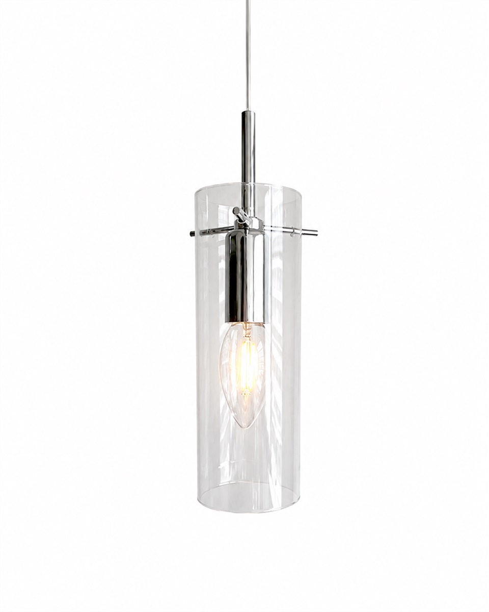 Cilinda Ø7 Chroom/transparant raamlamp Van Nordic Lighting - Het heldere glas zorgt voor een mooie lichtspreiding en in combinatie met het metaal met chromen afwerking vormt het een stijlvol interieurdetail.
