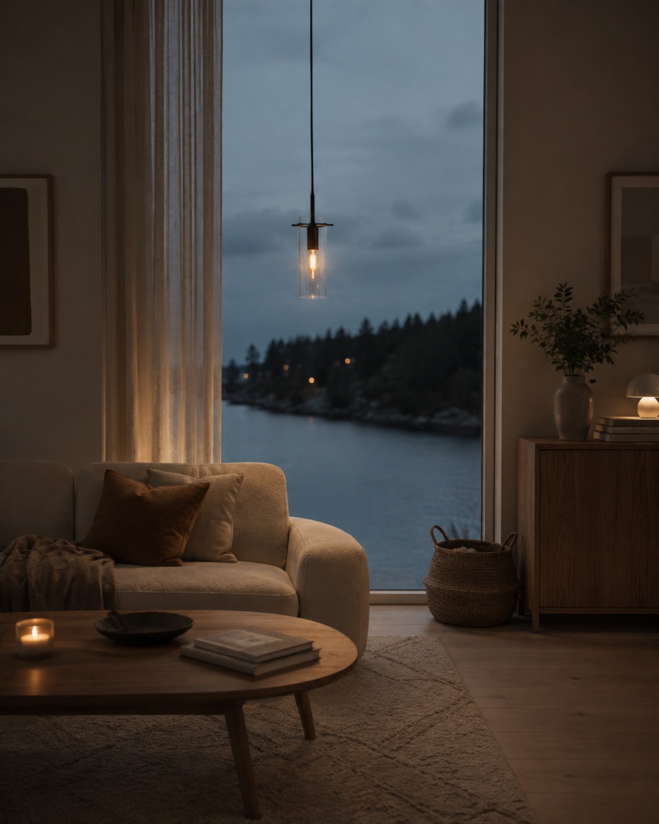 Cilinda Ø7 Zwart/transparant raamlamp Van Nordic Lighting - Cilinda is een tijdloze raamlamp met een stijlvol design.