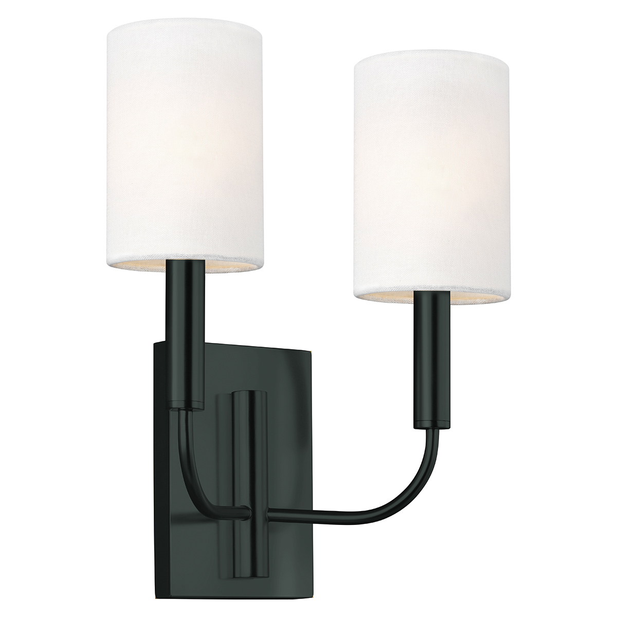Brianna 36cm Zwart wandlamp Van Elstead Lighting - De armatuur is gemaakt van zwart metaal en heeft zacht gebogen armen die een mooi contrast vormen met de rechte wandplaat.