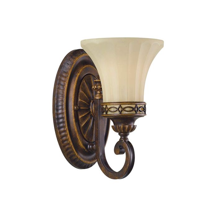 Drawing Room 25cm Bronzen wandlamp Van Elstead Lighting - Ljusk&auml;llan omfamnas av det dekorativa glaset som bidrar med en fin och harmonisk ljusspridning i rummet.