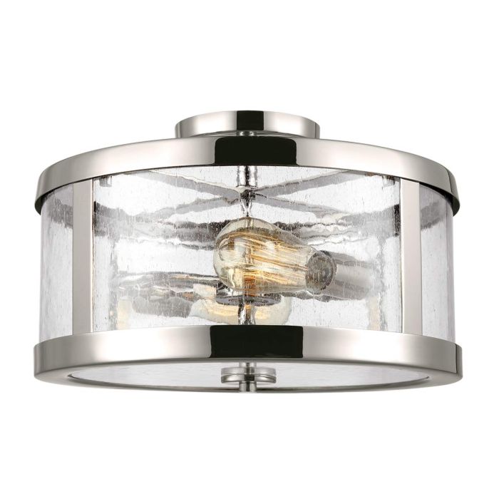 Harrow Ø38 Gepolijst nikkel plafondlamp Van Elstead Lighting - De kap zorgt voor een levendig lichtspel en vormt een decoratief detail in de ruimte.