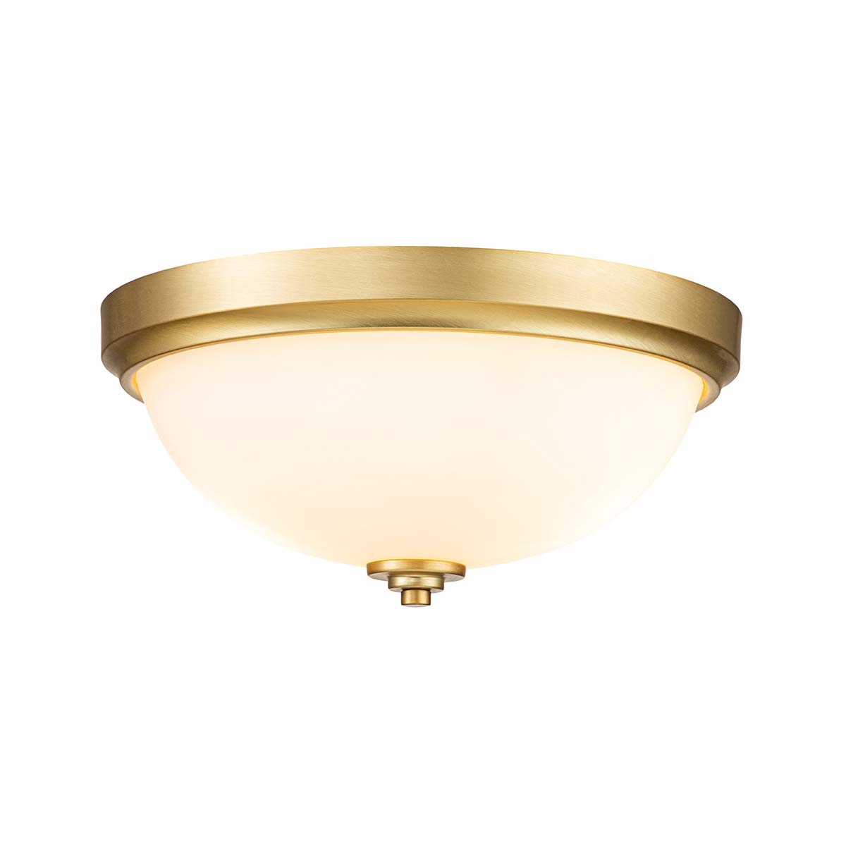 Malibu Ø34 Geborsteld messing badkamerlamp Van Elstead Lighting - Het heeft een stijlvol design met een opaal gegraveerde glazen koepel die een zacht en aangenaam licht verspreidt.