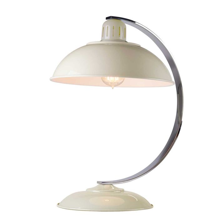 Franklin 46cm Crèmewit tafellamp Van Elstead Lighting - Bordslampan Franklin har en elegant b&ouml;jd arm i polerad krom samt en spunnen metallsk&auml;rm och bas i blank gr&aring; finish.