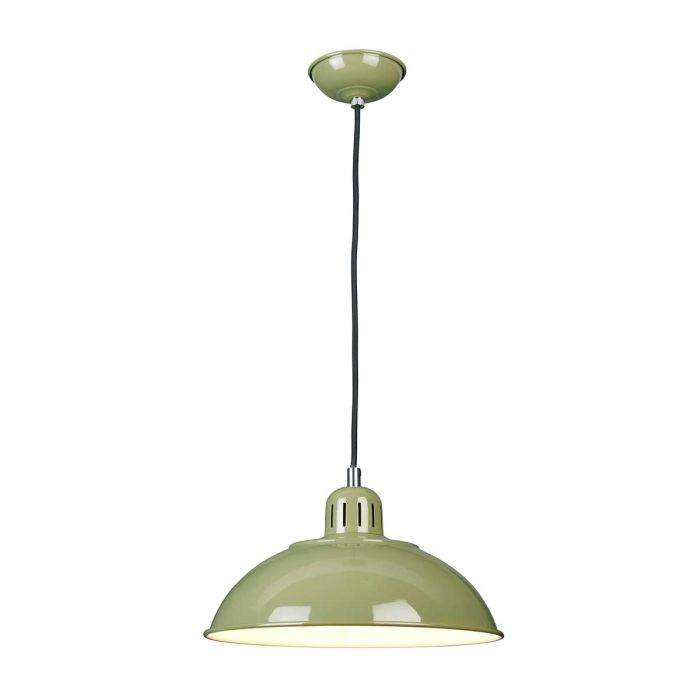Franklin Ø30 Groente hanglamp Van Elstead Lighting - Den vita insidan av sk&auml;rmen ger en klar och bra ljusspridning.