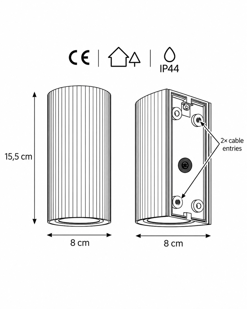 Freja Duo Zwart buitenlamp Van Lampan - Het licht wordt zowel naar boven als naar beneden gericht en cre&euml;ert een prachtig lichteffect dat de gevel accentueert en een uitnodigende indruk geeft.