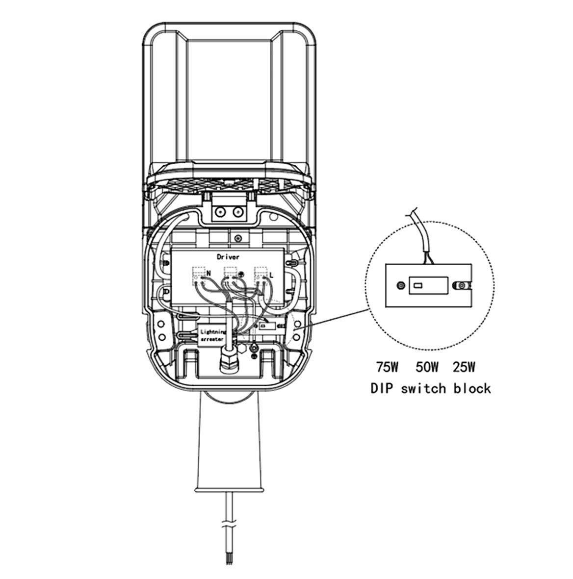 Gaty straatarmatuur 25/50/75W Grijs Van Designlight - De instelbare helderheid maakt het eenvoudig om het effect aan te passen aan de behoeften van de locatie en zo het energieverbruik te optimaliseren.