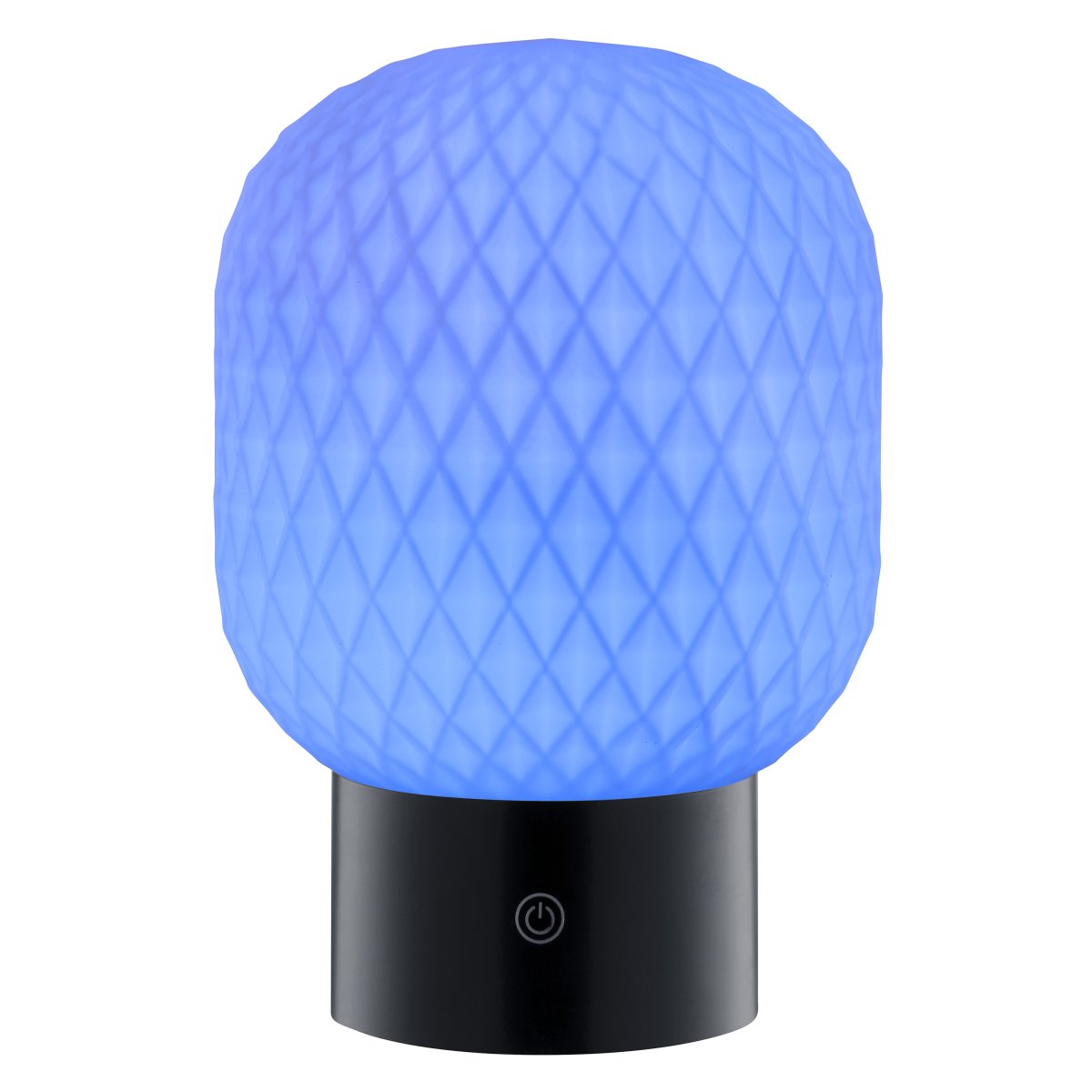 Sarastro 20cm Zwart Draagbare Van Brilliant - De decoratieve, witte glazen kap zorgt voor een zachte gloed, terwijl de zwarte voet de touchdimmer herbergt en de RGB-functie bedient - alles in een discreet en elegant formaat.