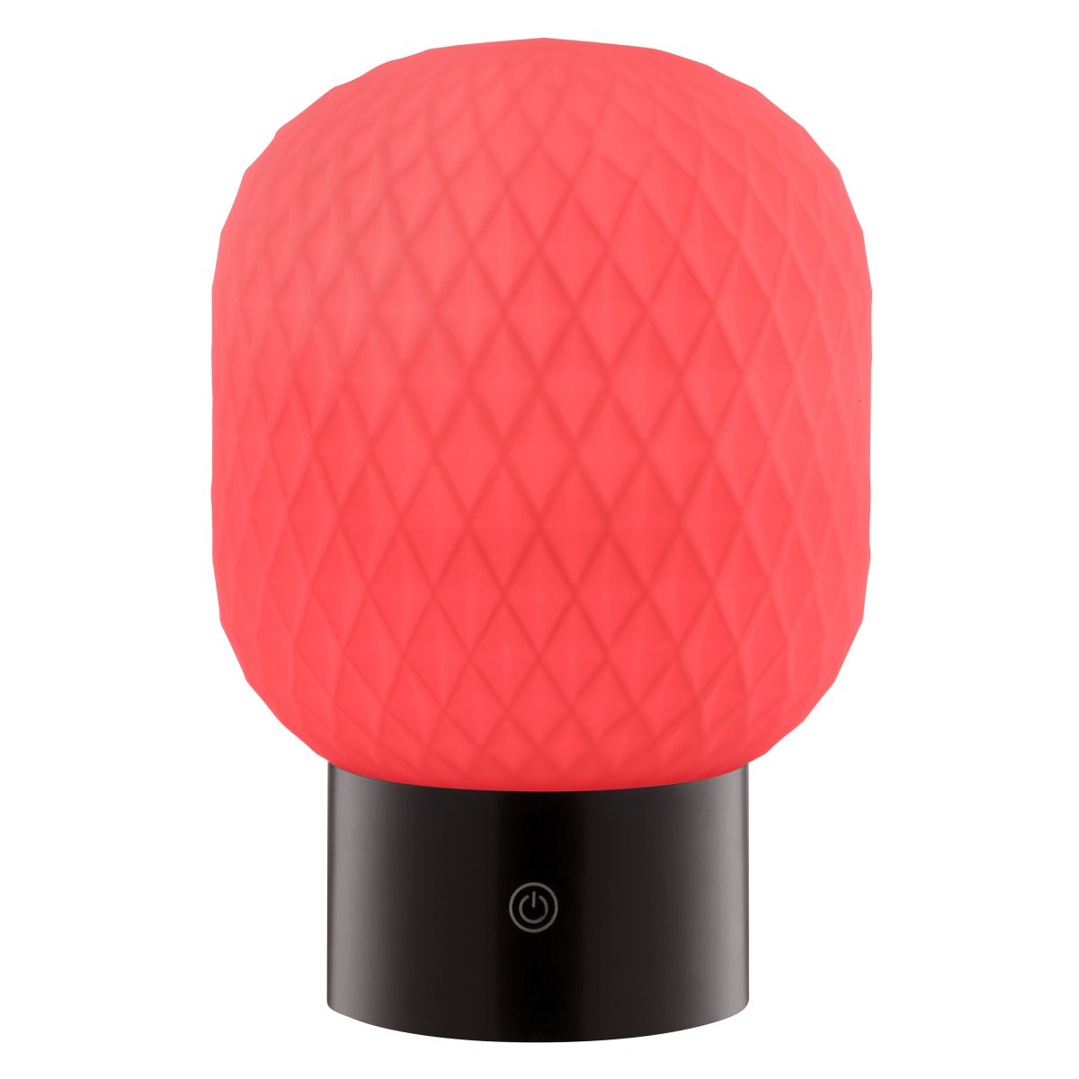 Sarastro 20cm Zwart Draagbare Van Brilliant - De decoratieve, witte glazen kap zorgt voor een zachte gloed, terwijl de zwarte voet de touchdimmer herbergt en de RGB-functie bedient - alles in een discreet en elegant formaat.