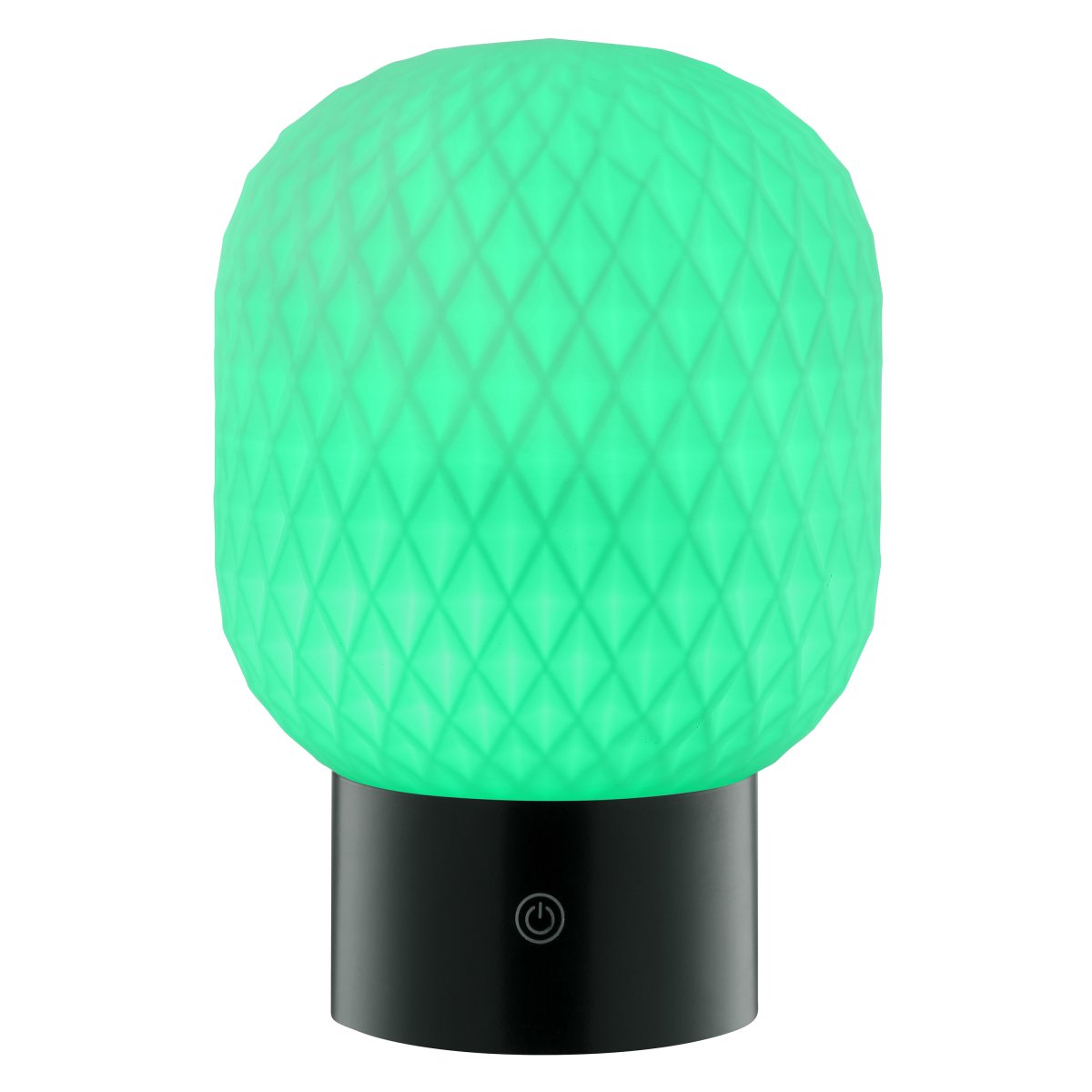 Sarastro 20cm Zwart Draagbare Van Brilliant - De decoratieve, witte glazen kap zorgt voor een zachte gloed, terwijl de zwarte voet de touchdimmer herbergt en de RGB-functie bedient - alles in een discreet en elegant formaat.
