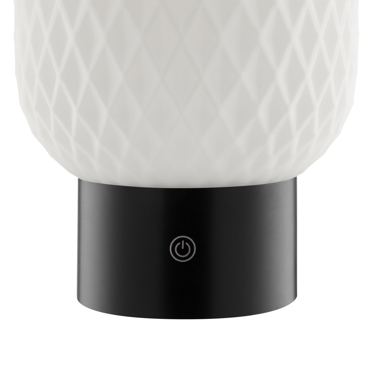 Sarastro 20cm Zwart Draagbare Van Brilliant - De decoratieve, witte glazen kap zorgt voor een zachte gloed, terwijl de zwarte voet de touchdimmer herbergt en de RGB-functie bedient - alles in een discreet en elegant formaat.