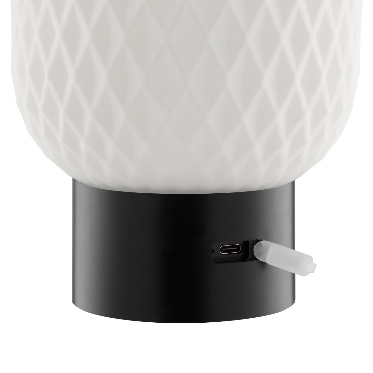 Sarastro 20cm Zwart Draagbare Van Brilliant - De decoratieve, witte glazen kap zorgt voor een zachte gloed, terwijl de zwarte voet de touchdimmer herbergt en de RGB-functie bedient - alles in een discreet en elegant formaat.