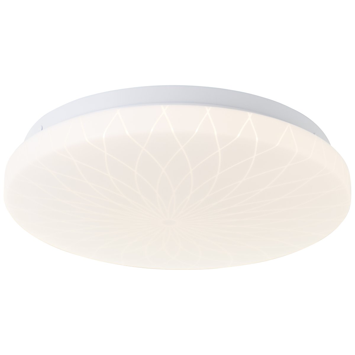 Farah Ø26 Wit plafondlamp Van Brilliant - De ge&iuml;ntegreerde led-lichtbron geeft warm wit licht van 3000K en heeft een lichtsterkte van 1400 lumen - perfect voor het cre&euml;ren van een aangename en goed verlichte omgeving in bijvoorbeeld een hal of keuken.