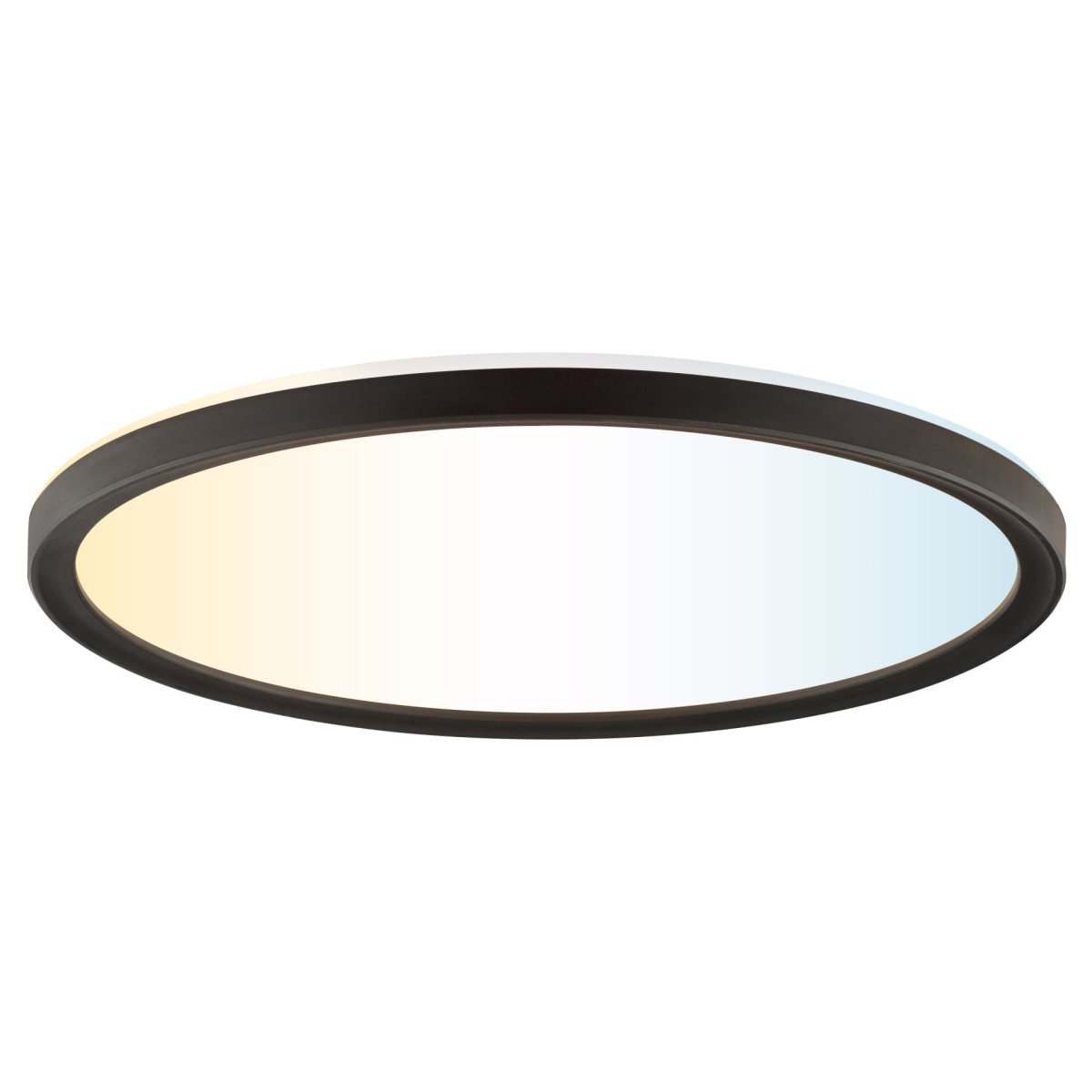 Avola Ø42 Zwart plafondlamp Van Brilliant - Avola is een stijlvolle plafondlamp met een wit lichtpaneel en een zwart frame, wat zorgt voor een moderne en minimalistische uitstraling.