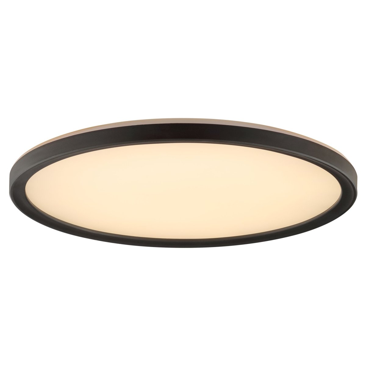Avola Ø42 Zwart plafondlamp Van Brilliant - Avola is een stijlvolle plafondlamp met een wit lichtpaneel en een zwart frame, wat zorgt voor een moderne en minimalistische uitstraling.