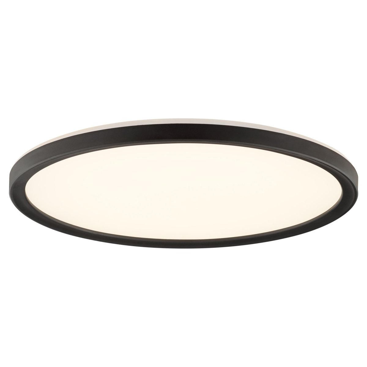 Avola Ø42 Zwart plafondlamp Van Brilliant - Avola is een stijlvolle plafondlamp met een wit lichtpaneel en een zwart frame, wat zorgt voor een moderne en minimalistische uitstraling.