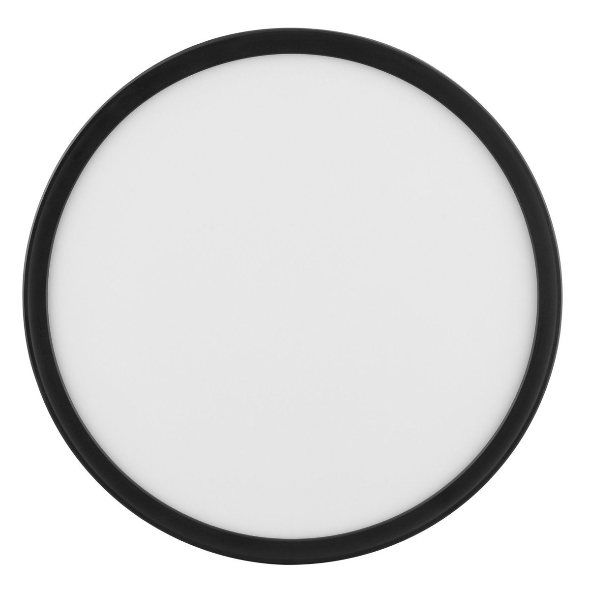 Avola Ø42 Zwart plafondlamp Van Brilliant - Avola is een stijlvolle plafondlamp met een wit lichtpaneel en een zwart frame, wat zorgt voor een moderne en minimalistische uitstraling.