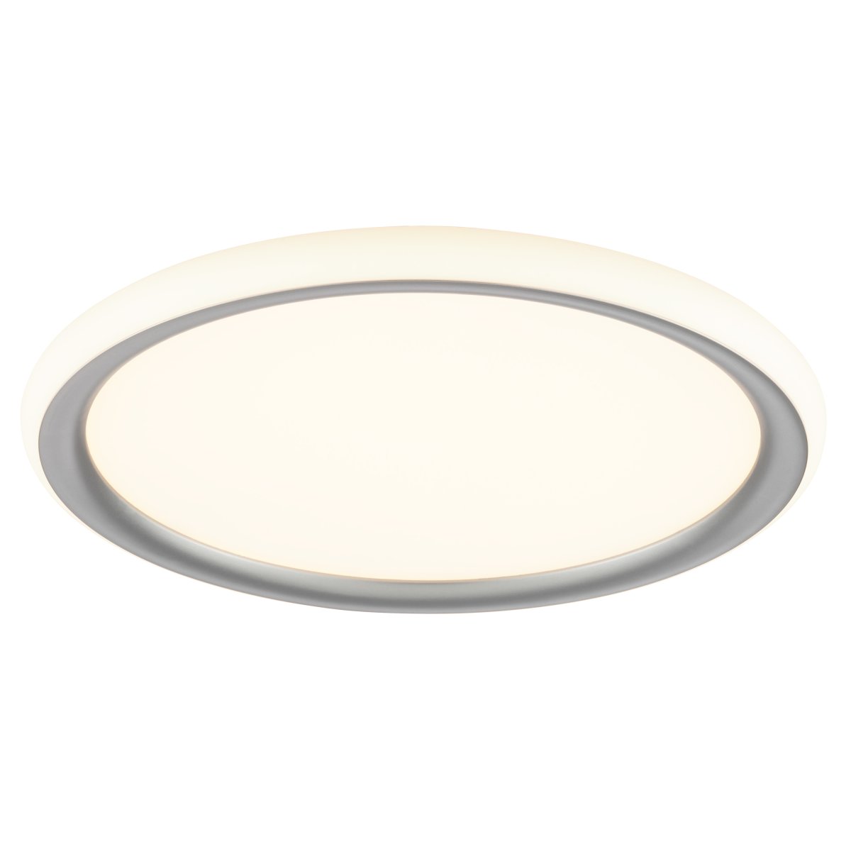 Carloz Ø30 Zilver plafondlamp Van Brilliant - De lamp is in drie stappen dimbaar met een standaard schakelaar:Alleen het centrale paneel brandt - voor een sterke, directe verlichting van de hele kamer.