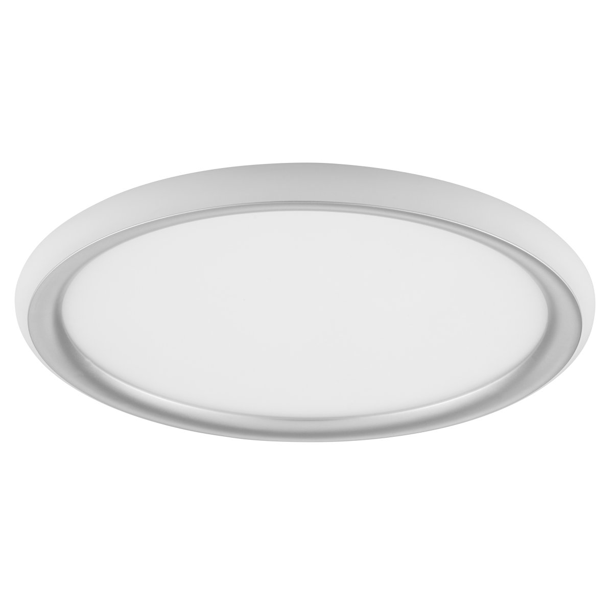 Carloz Ø40 Zilver plafondlamp Van Brilliant - De lamp is in drie stappen dimbaar met een standaard schakelaar:Alleen het centrale paneel brandt - voor een sterke, directe verlichting van de hele kamer.
