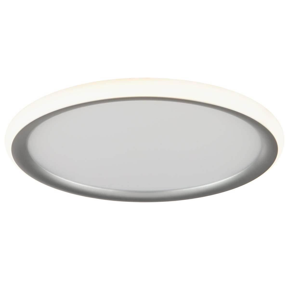 Carloz Ø40 Zilver plafondlamp Van Brilliant - De lamp is in drie stappen dimbaar met een standaard schakelaar:Alleen het centrale paneel brandt - voor een sterke, directe verlichting van de hele kamer.