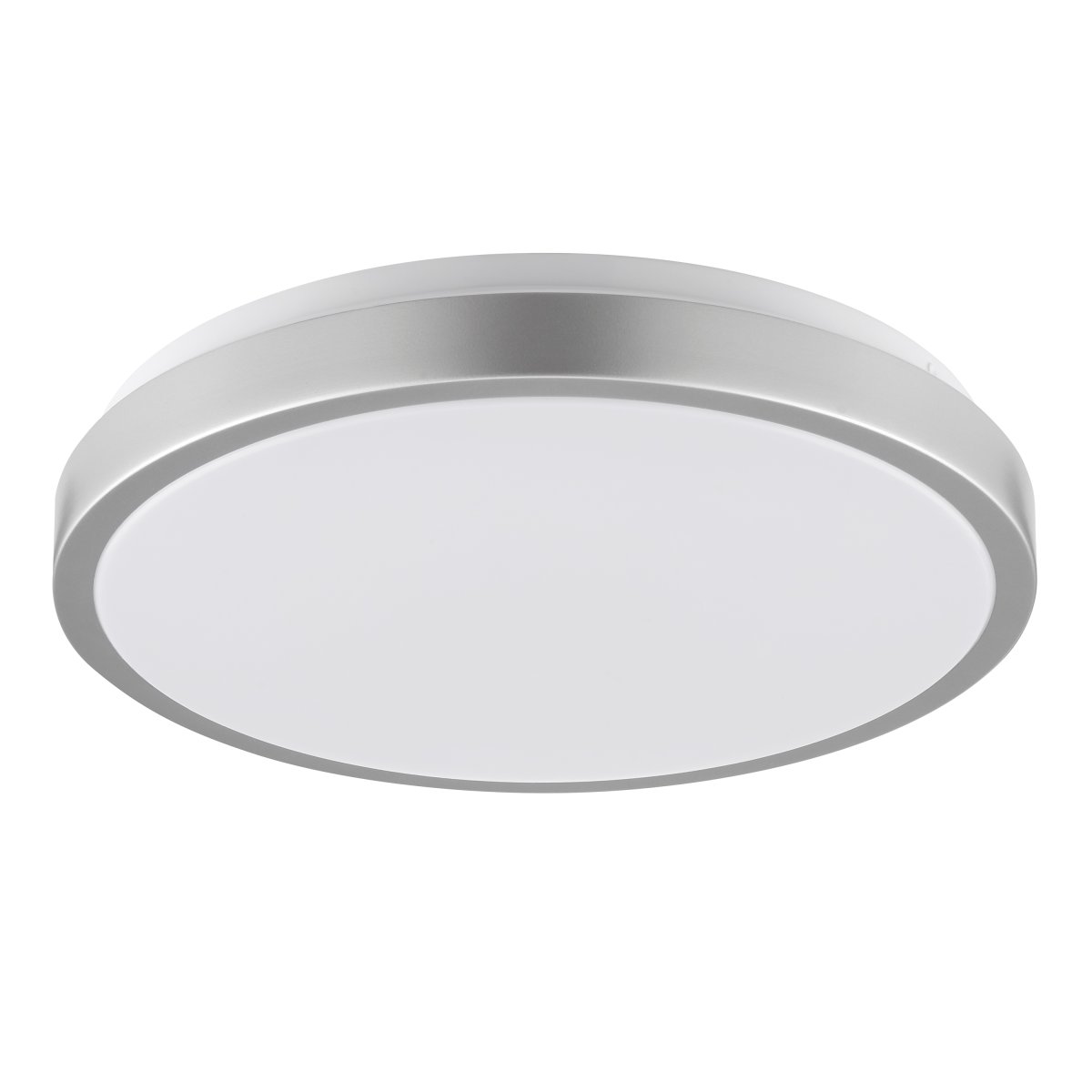 Livius Ø33 Nikkel plafondlamp Van Brilliant - Livius is een stijlvolle plafondlamp van metaal en kunststof, ontworpen met een nikkelkleurig frame dat het ronde ledpaneel op een moderne en discrete manier omlijst.