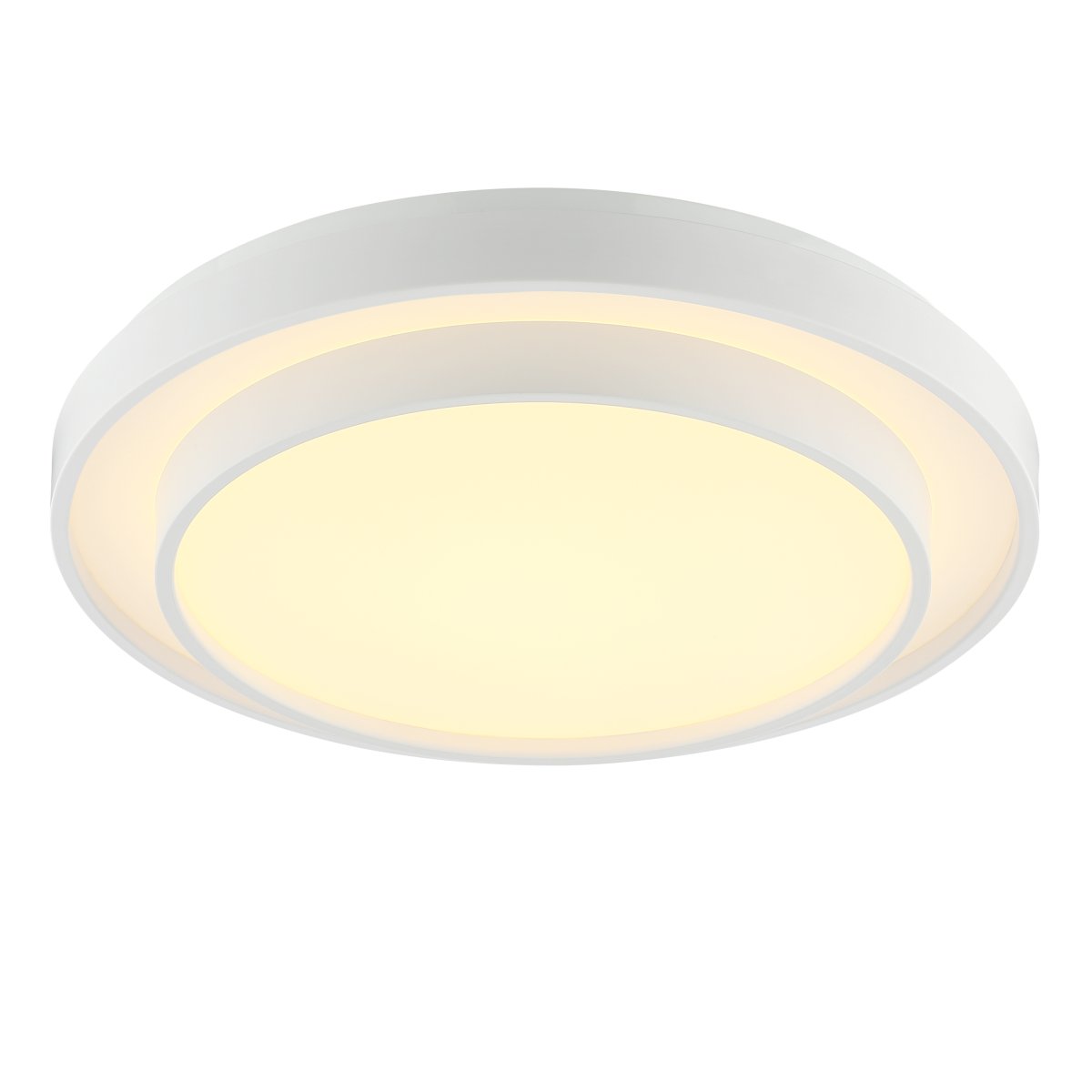 Faruz Ø40 Wit plafondlamp Van Brilliant - Faruz is een stijlvolle plafondlamp van kunststof en metaal, ontworpen met een wit frame en een wit led-paneel voor een moderne look die perfect past in slaapkamers of andere rustige omgevingen.