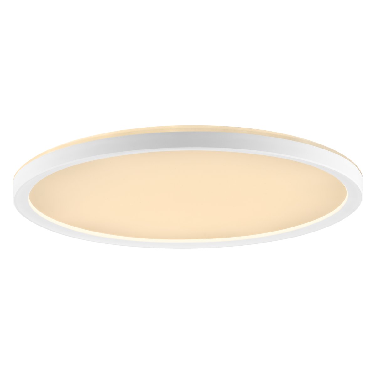 Samora Ø30 Wit plafondlamp Van Brilliant - Het witte frame omsluit een groot ledpaneel dat een helder en egaal licht verspreidt over het gehele oppervlak - perfect voor ruimtes waar goede verlichting belangrijk is.