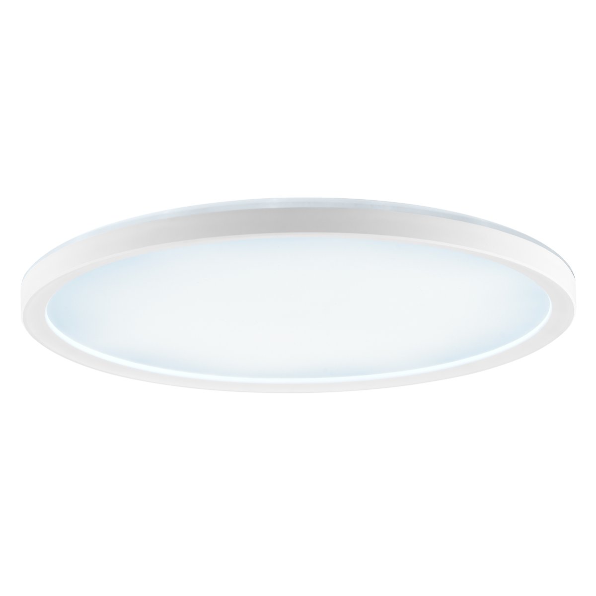 Samora Ø30 Wit plafondlamp Van Brilliant - Het witte frame omsluit een groot ledpaneel dat een helder en egaal licht verspreidt over het gehele oppervlak - perfect voor ruimtes waar goede verlichting belangrijk is.