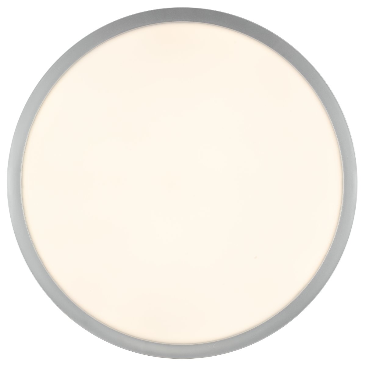 Jade Ø38 Zilver badkamerlamp Van Brilliant - Het zilveren frame omsluit een groot ledpaneel dat een helder en egaal licht over het hele oppervlak uitstraalt - perfect voor ruimtes waar goede verlichting belangrijk is.