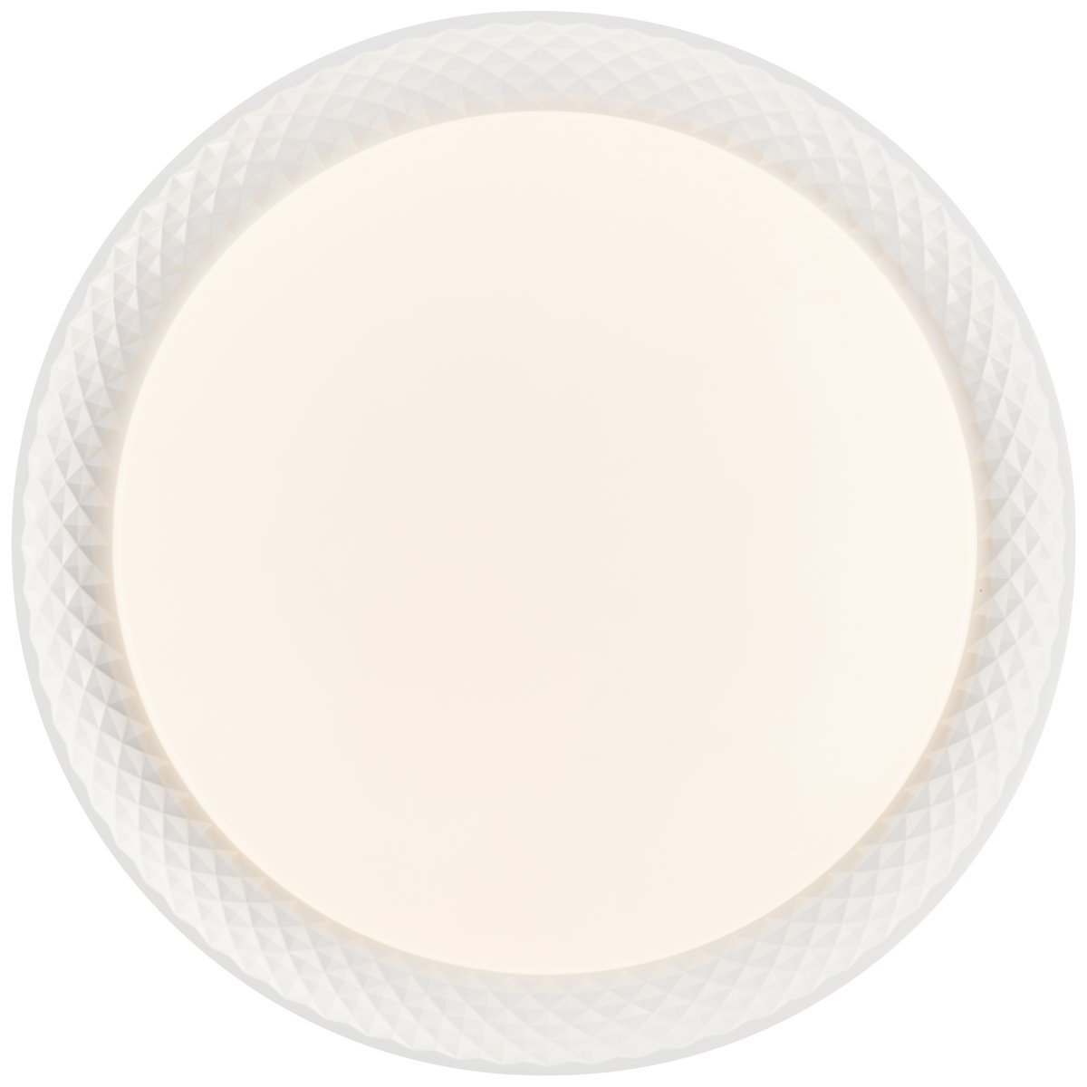 Burlie Ø40 Wit plafondlamp Van Brilliant - Het ge&iuml;ntegreerde ledpaneel straalt een helder licht van 2400 lm uit dat in drie stappen dimbaar is met de meegeleverde afstandsbediening.