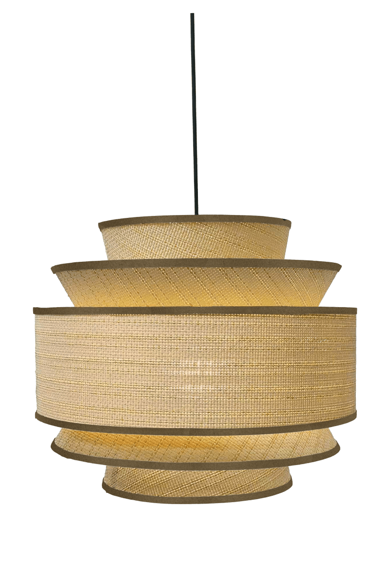 Ambrosia Ø50 Natuur hanglamp Van Aneta Lighting - De kap is gemaakt van papierbast, waarvan de natuurlijke structuur de lamp een warme en levendige uitstraling geeft.