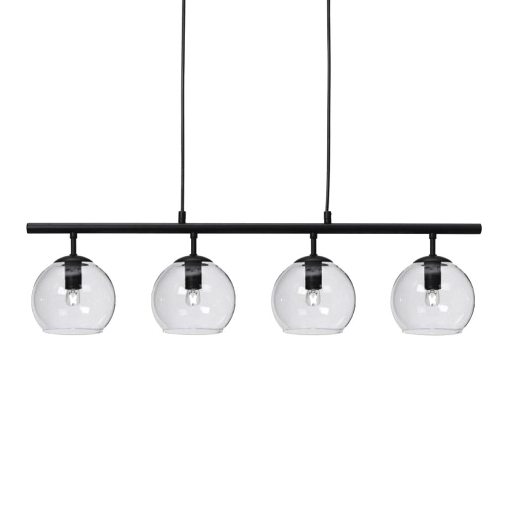 Globi 4 78cm Zwart/transparant hanglamp Van Nordic Lighting - Globi is een decoratieve blikvanger die zowel in moderne als in meer klassieke interieurs perfect tot zijn recht komt.