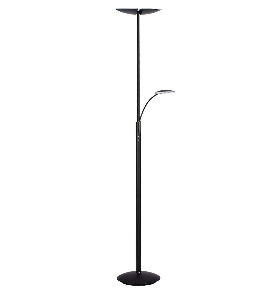 Lucius Matzwart vloerlamp Van Texa Design - De uplight geeft een helder licht van 2450 lm en de leesarm biedt een goed leeslicht van 740 lm.