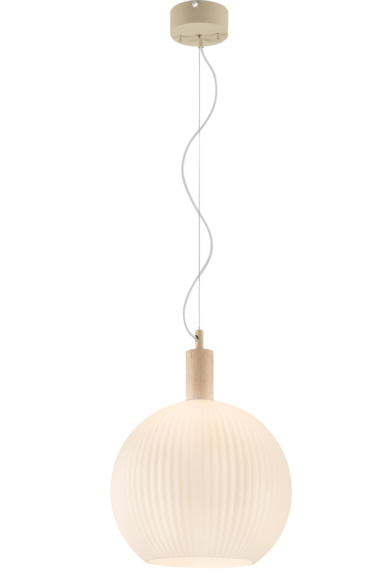 Lapponia Ø35 Wit hanglamp Van Aneta Lighting - Met een gecanneleerde glazen kap die een gelijkmatig en zacht licht creëert.