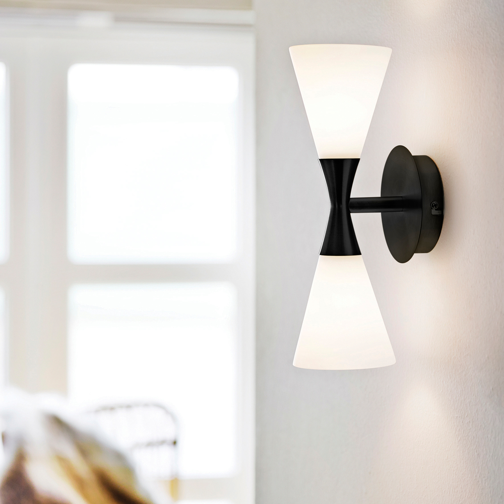 Harlekin duo Matzwart wandlamp Van Herstal - Harlekin Duo is een elegante en stijlvolle wandlamp.
