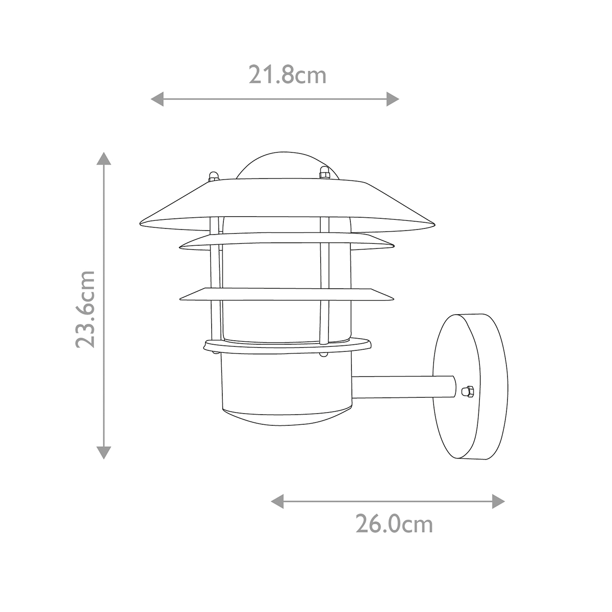 Helsingor Ø22 Zwart buitenlamp Van Elstead Lighting - Tillverkad av rostfritt st&aring;l i svart finish och glas, erbjuder den en slitstark och v&auml;derbest&auml;ndig konstruktion som &auml;r perfekt f&ouml;r fasader, entr&eacute;er och uteplatser.