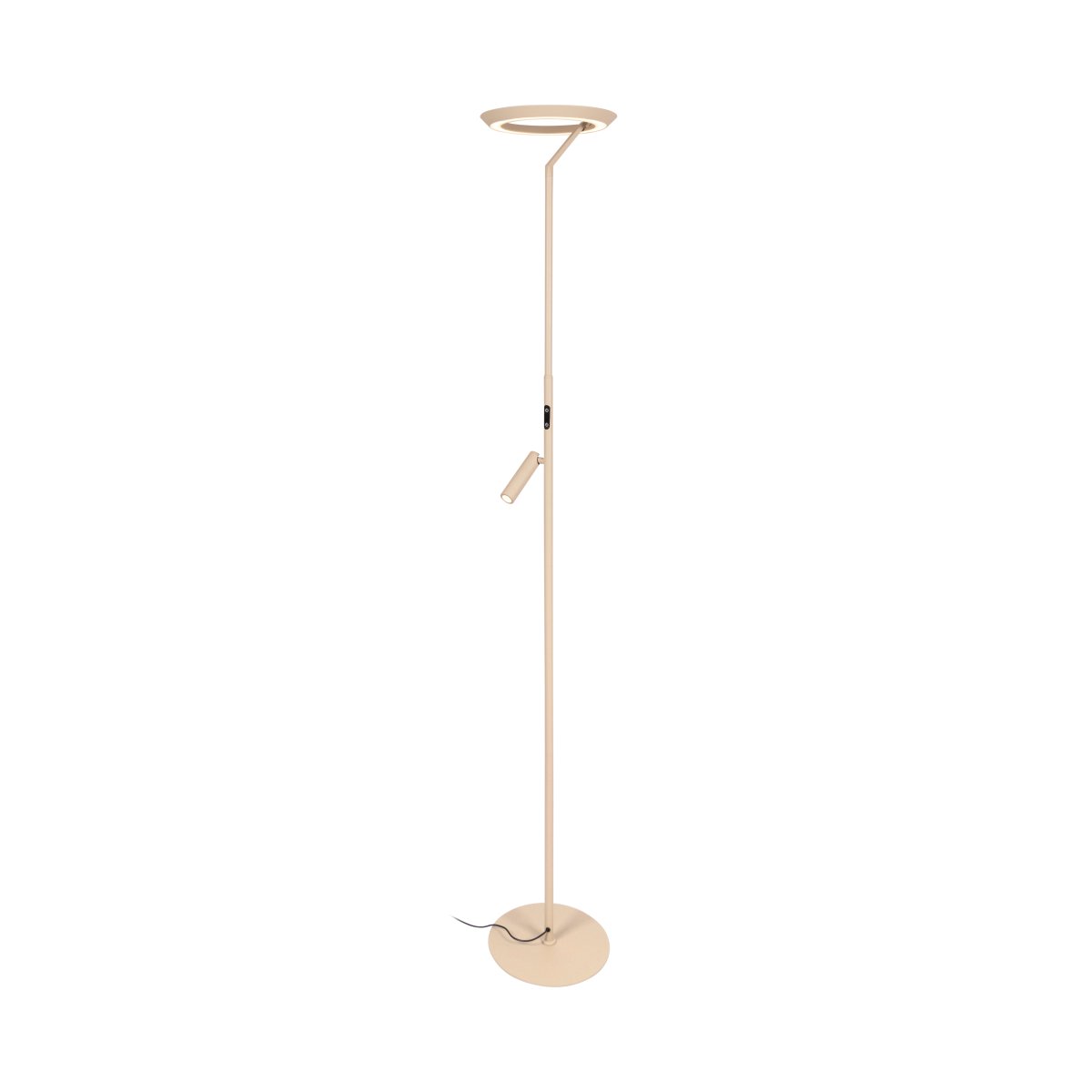 Celeste 2 Taupe vloerlamp Van Lucide - De twee lichtbronnen kunnen afzonderlijk worden in- en uitgeschakeld en gedimd via touchdimmers op de lamp voor soepel en flexibel gebruik.