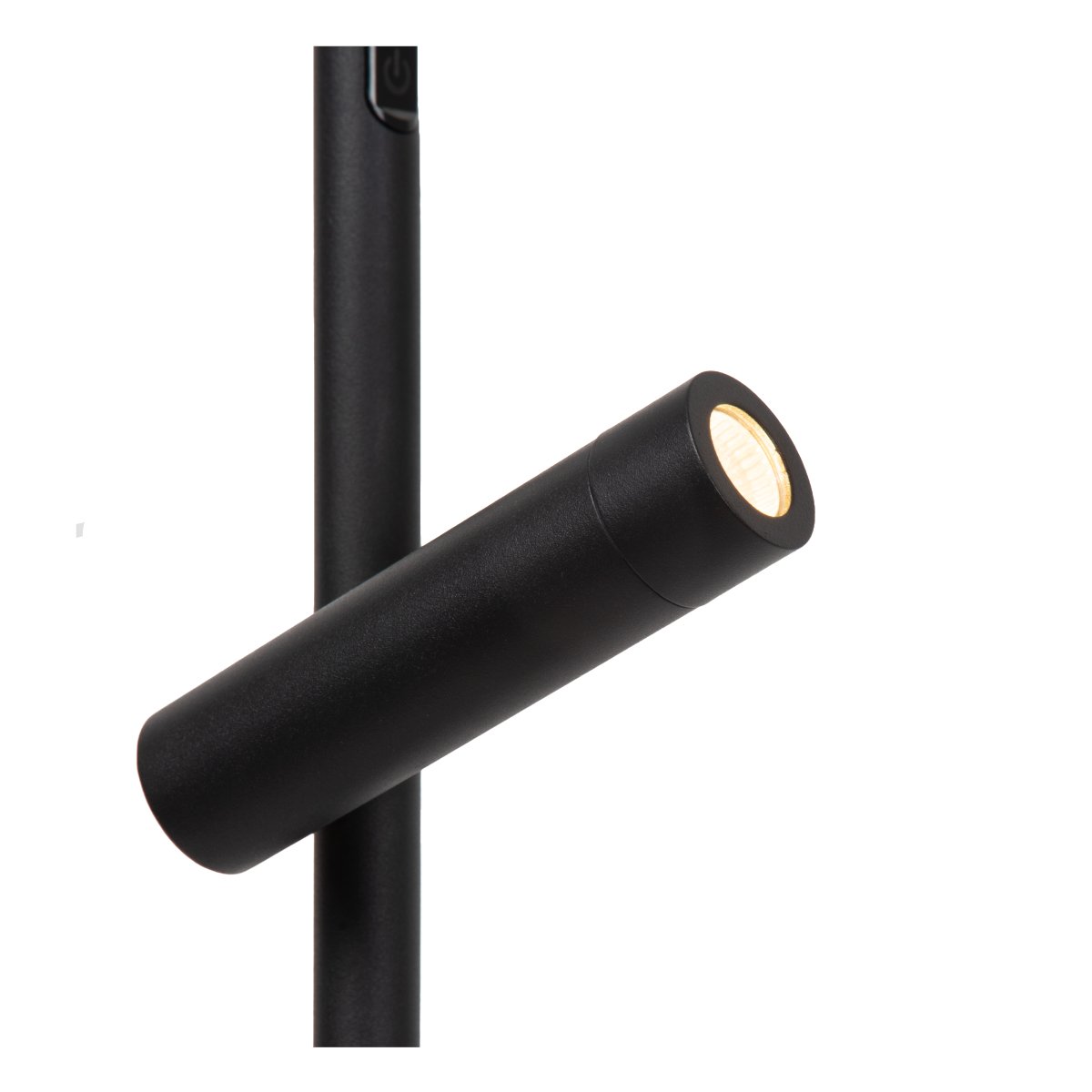 Ortolan Zwart vloerlamp Van Lucide - De uplight heeft een draaibaar LED-paneel in een ronde vorm dat om zijn eigen as kan worden gedraaid om het licht naar wens te richten.