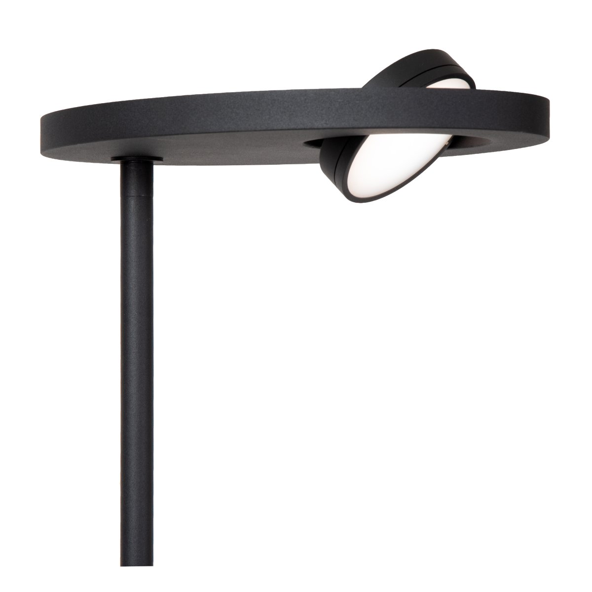 Ortolan Zwart vloerlamp Van Lucide - De uplight heeft een draaibaar LED-paneel in een ronde vorm dat om zijn eigen as kan worden gedraaid om het licht naar wens te richten.