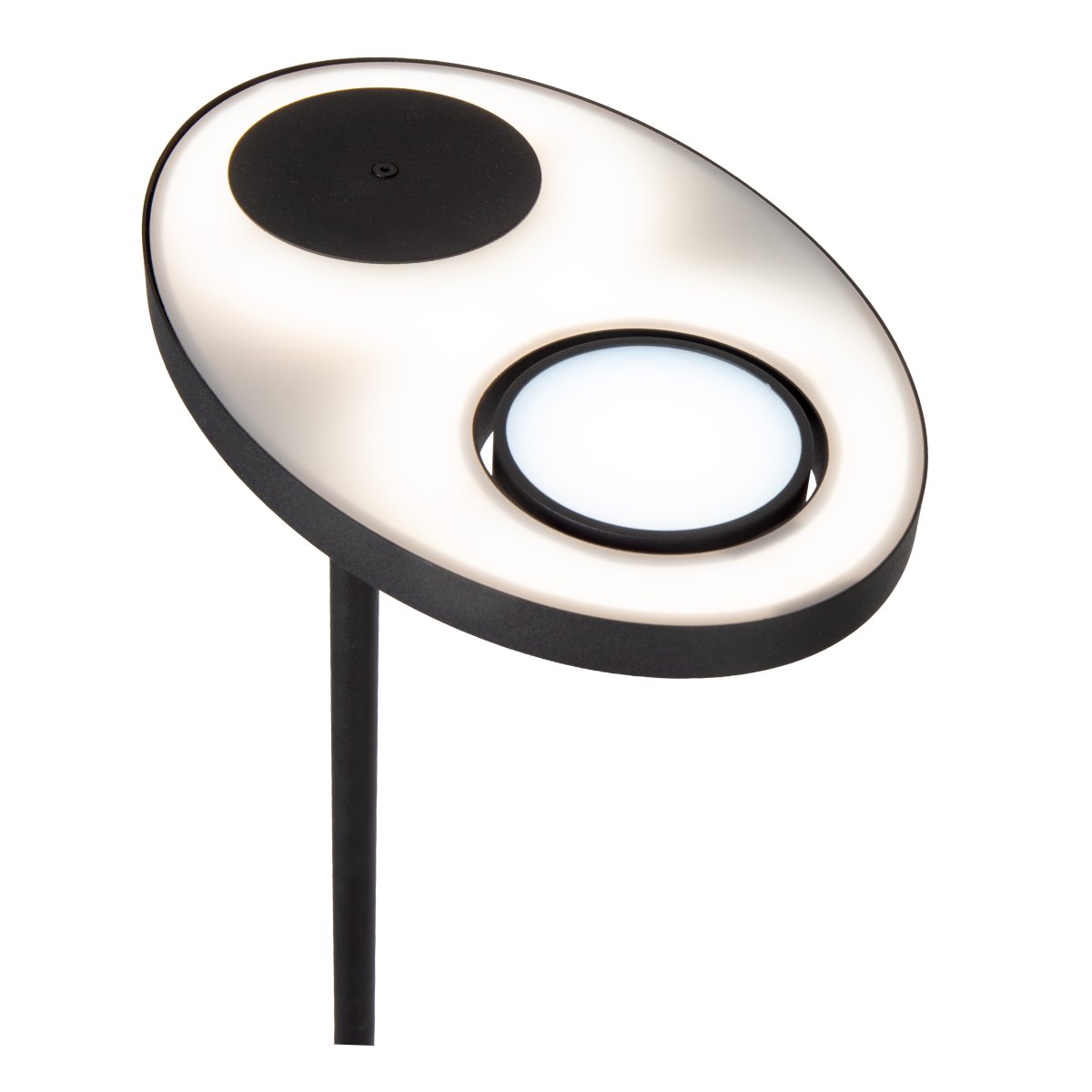 Ortolan Zwart vloerlamp Van Lucide - De uplight heeft een draaibaar LED-paneel in een ronde vorm dat om zijn eigen as kan worden gedraaid om het licht naar wens te richten.