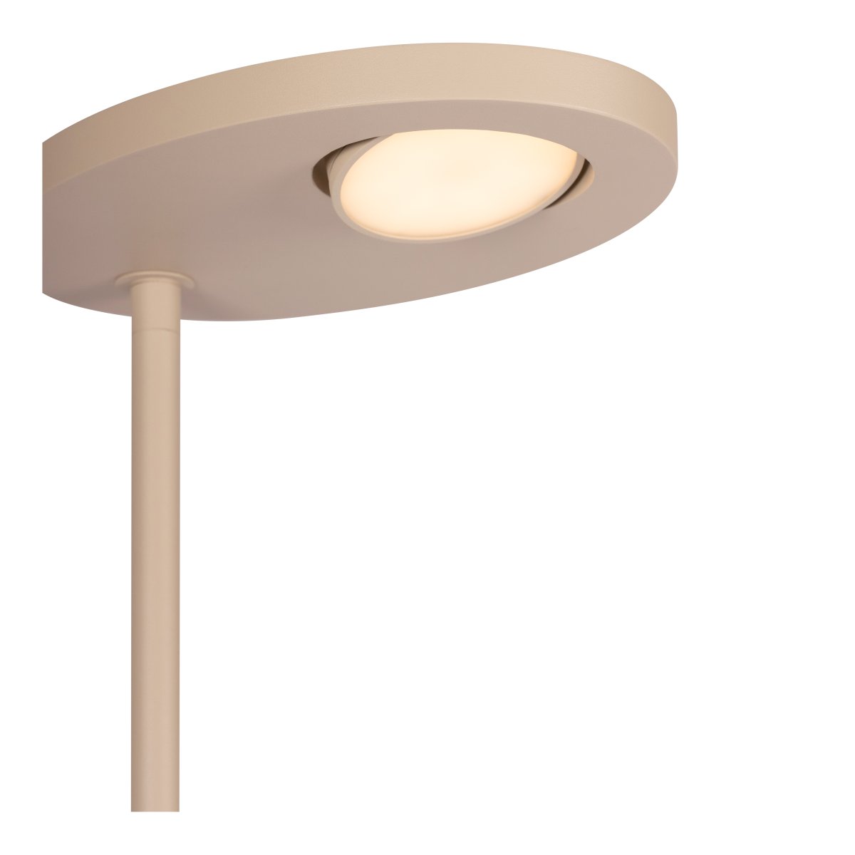 Ortolan Taupe vloerlamp Van Lucide - De uplight heeft een draaibaar LED-paneel in een ronde vorm dat om zijn eigen as kan worden gedraaid om het licht naar wens te richten.