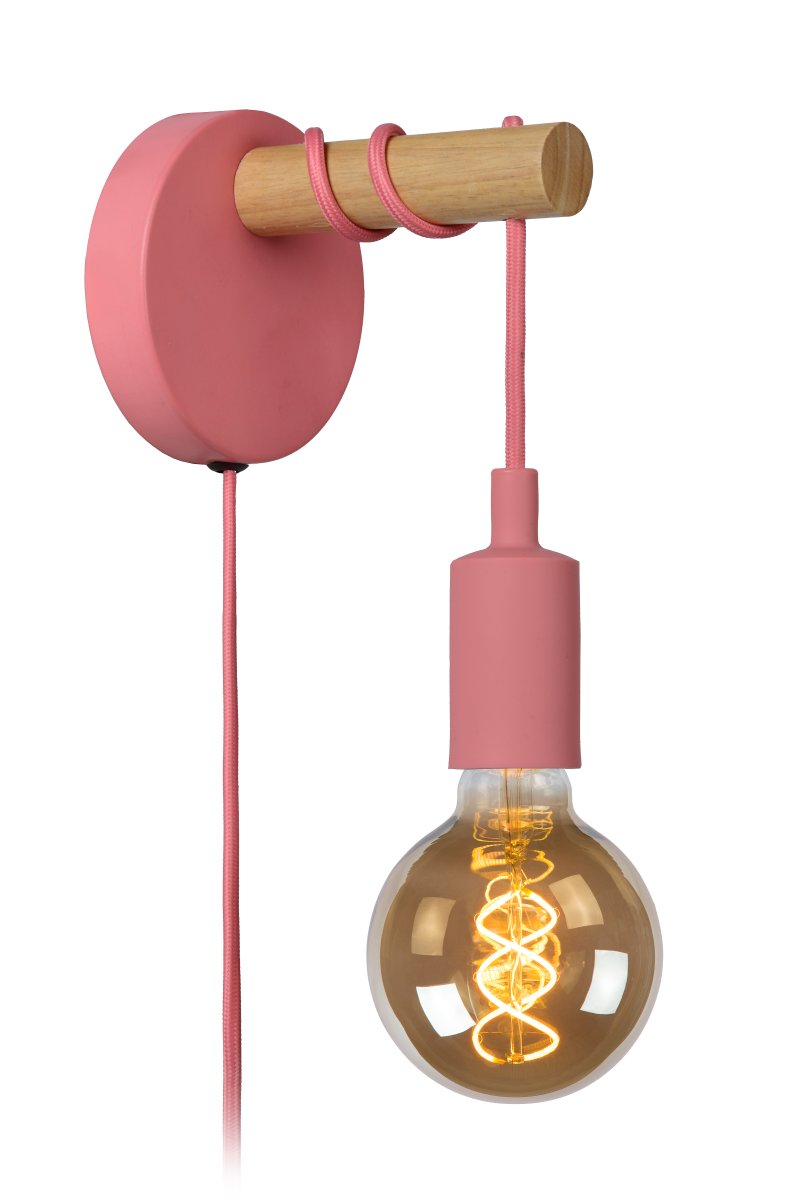 Pola Roze kinderlamp Van Lucide - De lengte van het snoer kan worden aangepast door het decoratief om de lamp te wikkelen.