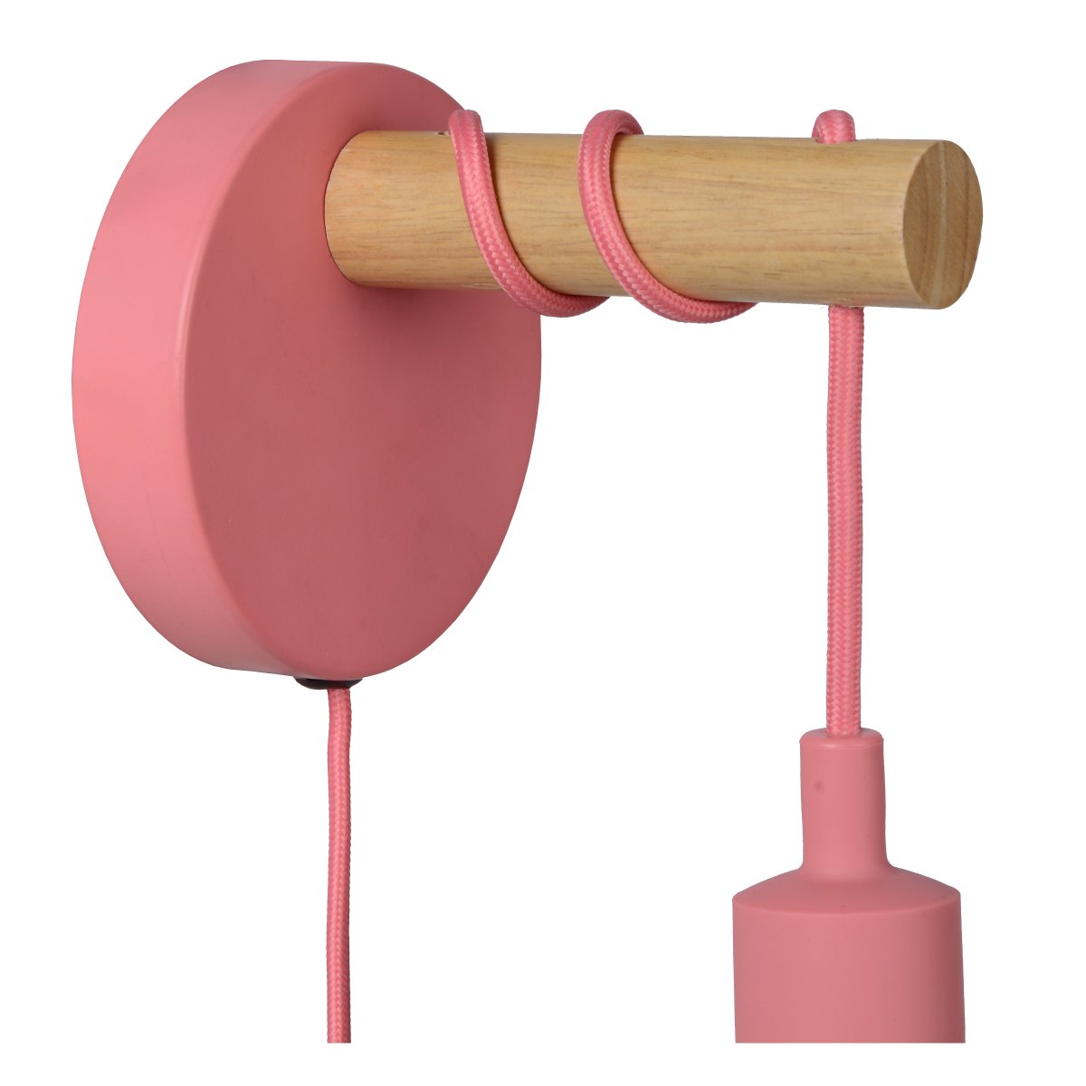 Pola Roze kinderlamp Van Lucide - De lengte van het snoer kan worden aangepast door het decoratief om de lamp te wikkelen.