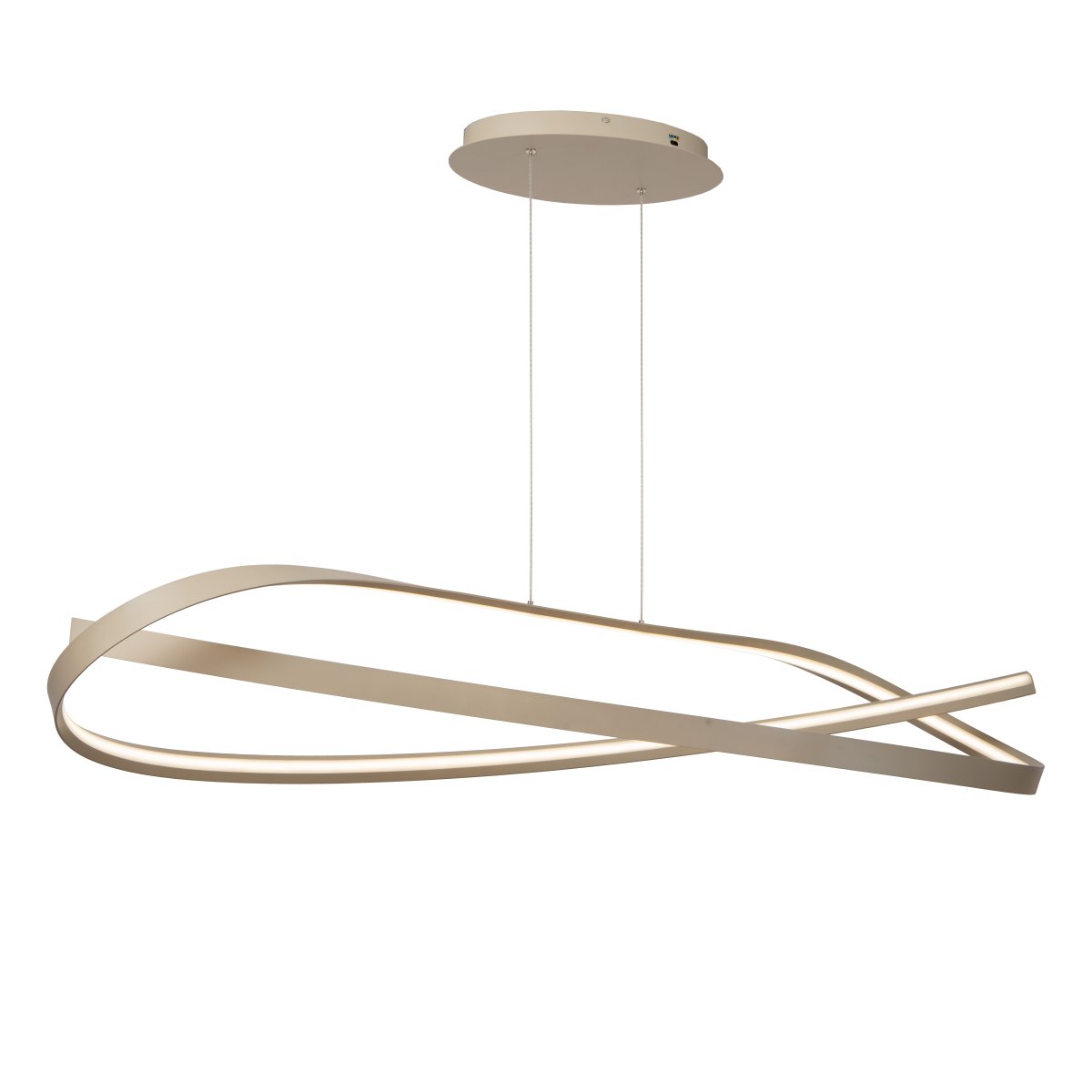 Menuet 140cm Beige hanglamp Van Lucide - Menut is een elegante plafondlamp van beige metaal met een zachte, organische vorm die een moderne en luchtige uitstraling geeft.