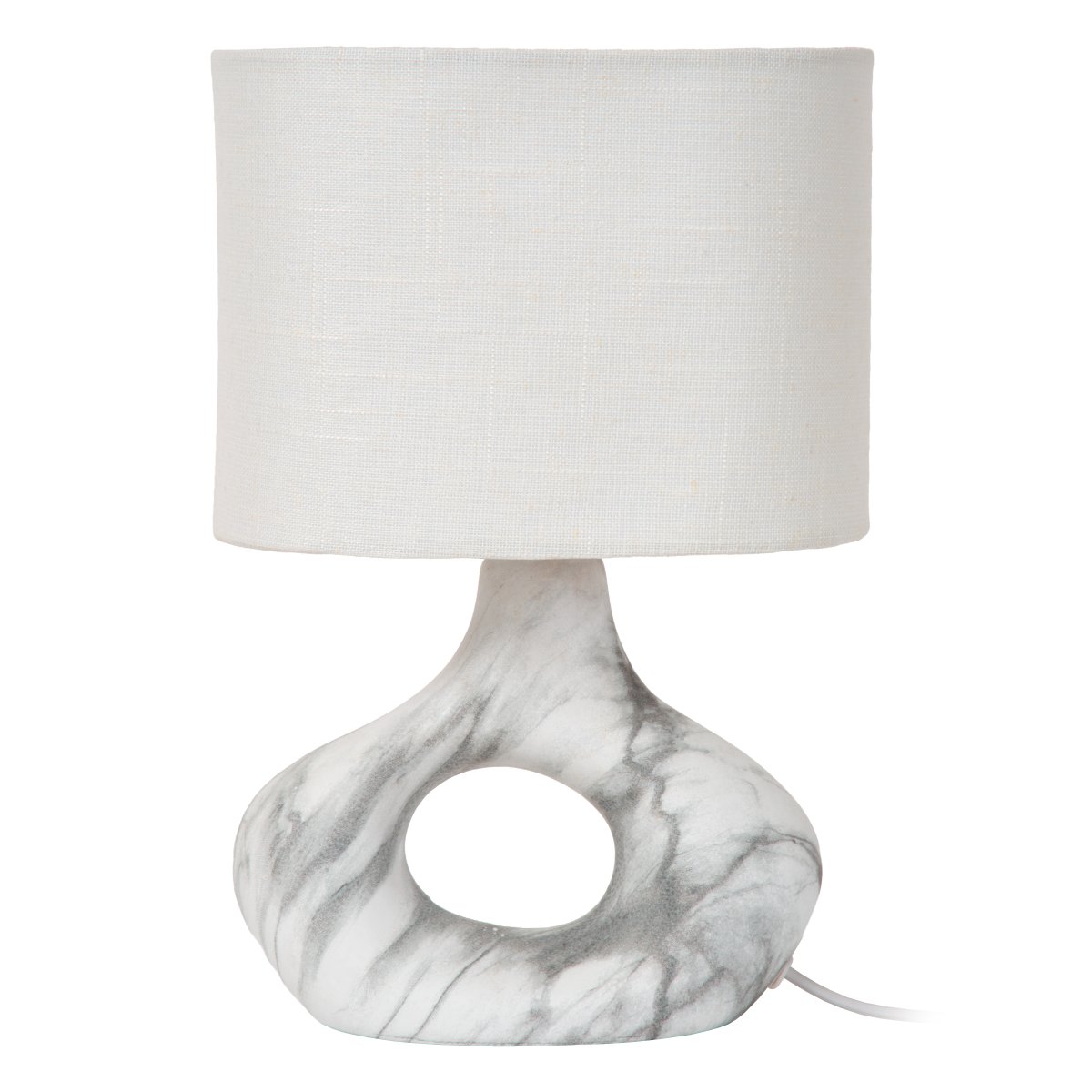 Tomeo 30cm Wit tafellamp Van Lucide - De ovale lampenkap van wit textiel verspreidt een zacht en aangenaam licht en vormt een mooie aanvulling op de vorm van de voet.